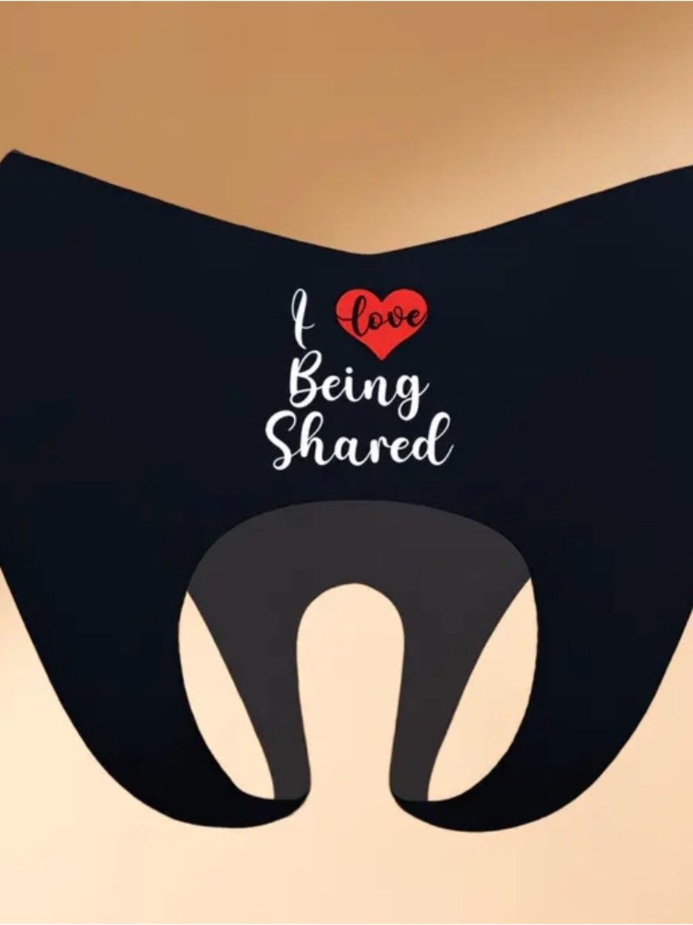 Black "I Love Being Shared" Cotton Bikini Panty